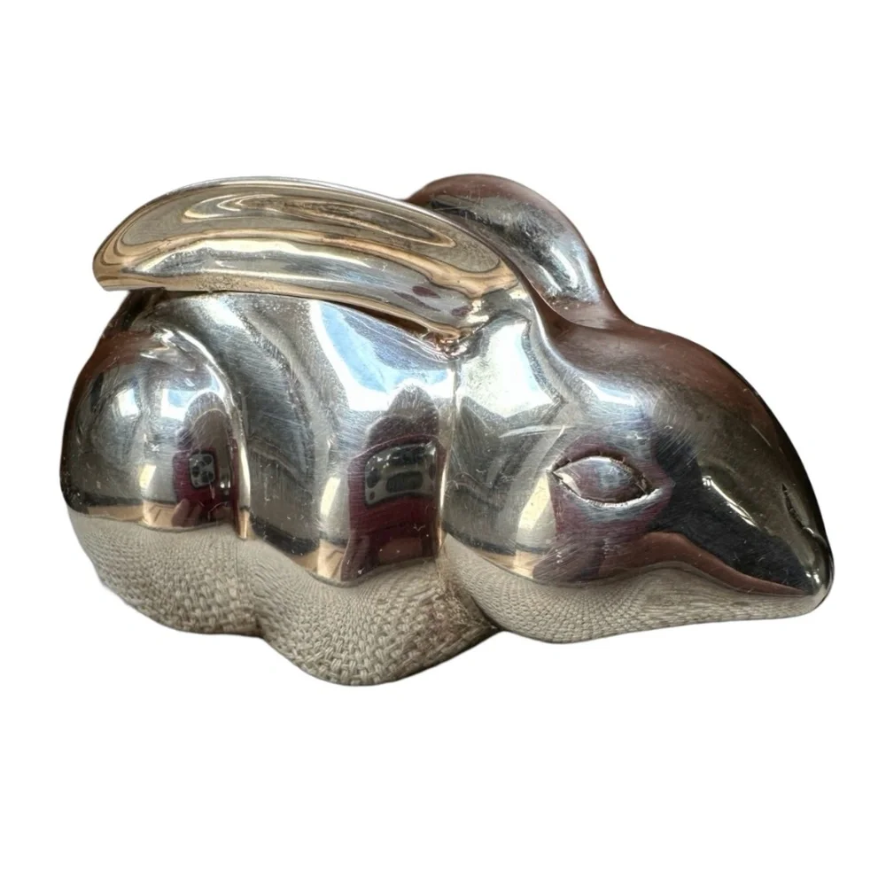 POTTERY BARN Silver Plated Easter Bunny Rabbit Candle Holder